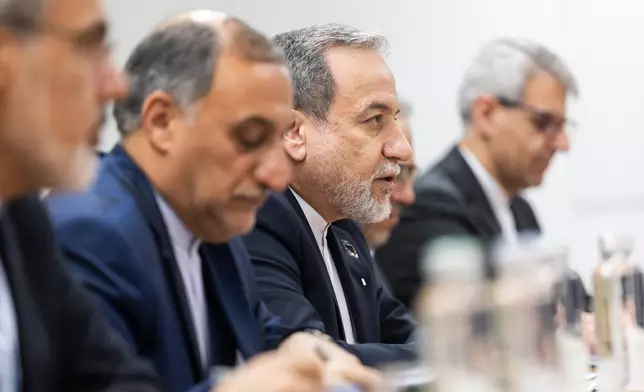 FILE - Iranian Foreign Minister Abbas Araghchi, speaks during a bilateral meeting between Switzerland and Iran, in Geneva, Switzerland, Feb. 17, 2026 (Cyril Zingaro/Keystone via AP, File)