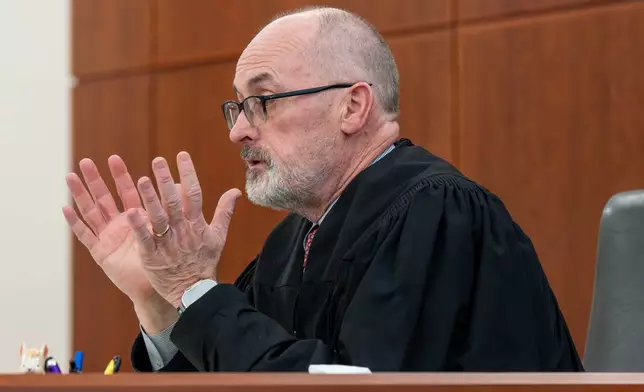 Judge James Gavin Reardon Jr. speaks during the arraignment of Massachusetts State Police Lt. Jennifer Penton and troopers David Montanez and Edwin Rodriguez, on charges of involuntary manslaughter in the death of Enrique Delgado-Garcia, in Worcester Superior Court, Thursday, April 2, 2026, in Worcester, Mass. (Rick Cinclair/Worcester Telegram &amp; Gazette via AP, Pool)