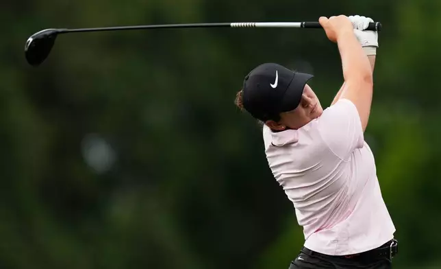 Farah O'Keefe watches her tee shot on the fifth hole during the second round of the Chevron Championship LPGA golf tournament Friday, April 24, 2026, in Houston. (AP Photo/David J. Phillip)