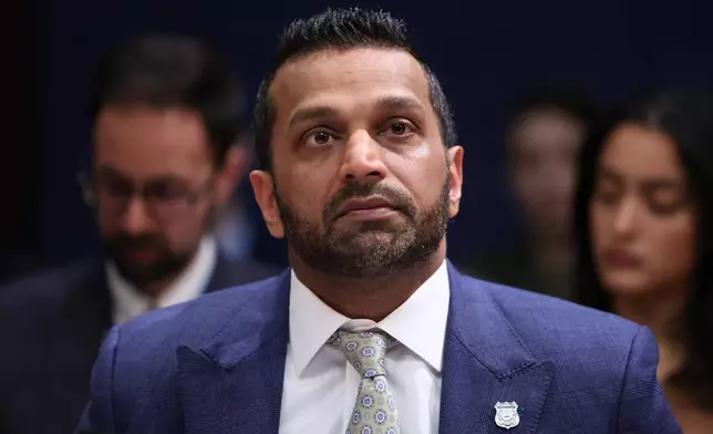 FBI Director Kash Patel, listens during a House Permanent Select Committee on Intelligence hearing to examine worldwide threats, Thursday, March 19, 2026, on Capitol Hill in Washington. (AP Photo/Tom Brenner)