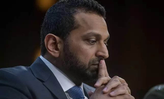 FBI Director Kash Patel testifies during a Senate Committee on Intelligence hearing to examine worldwide threats, on Capitol Hill, Wednesday, March 18, 2026, in Washington. (AP Photo/Rod Lamkey, Jr.)