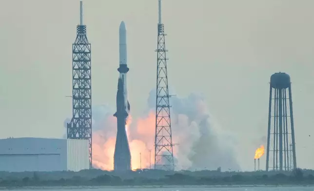The Blue Origin New Glenn rocket lifts off from LC36 at the Cape Canaveral Space Force station, Sunday, April 19, 2026, in Cape Canaveral, Fla. (AP Photo/John Raoux)