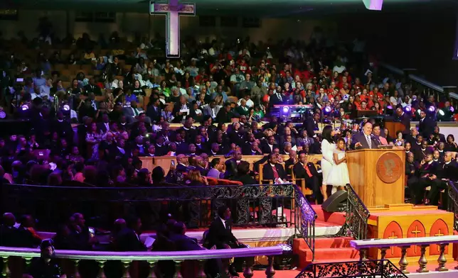 FILE - Martin Luther King III speaks at the Mason Temple of the Church of God in Christ, Tuesday, April 3, 2018, in Memphis, Tenn. (AP Photo/Mark Humphrey, File)