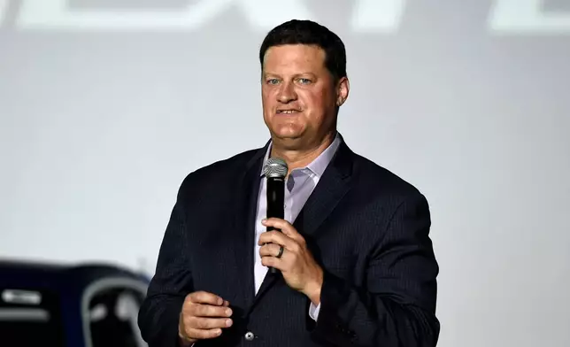 FILE - Steve O'Donnell, executive vice president of NASCAR, talks about the Next Gen Cup Cars that will be used in the 2022 season during the NASCAR media event in Charlotte, N.C., Wednesday, May 5, 2021. (AP Photo/Mike McCarn, File)