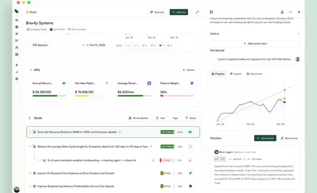 Brev.io - Fully autonomous goal tracking