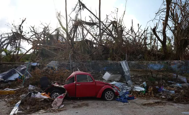 FILE - The Hotel Flamingo is surrounded by debris in the aftermath of Hurricane Otis, in Acapulco, Mexico, Friday, Nov. 10, 2023. (AP Photo/Marco Ugarte, File)