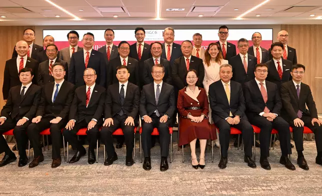 The Financial Secretary, Mr Paul Chan, attended the Hong Kong General Chamber of Commerce (HKGCC) Renovated Office Opening Ceremony today (April 22). Photo shows Mr Chan (front row, centre); the Chairman of HKGCC, Ms Agnes Chan (front row, fourth right); the Deputy Chairman of HKGCC, Dr Peter Lam (front row, third left); the Director General of the Coordination Department of the Liaison Office of the Central People's Government (LOCPG) in the Hong Kong Special Administrative Region (HKSAR), Mr Zhu Wen (front row, fourth left); the Deputy Director-General of the Economic Affairs Department and Head of the Commercial Office of the LOCPG in the HKSAR, Mr Zhou Qiang (front row, third right), and other guests at the ceremony. Source: HKSAR Government Press Releases