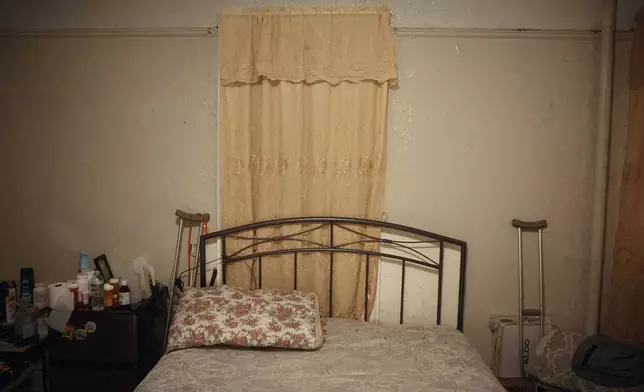 Tommy Rodriguez's room, 45, in an apartment building where tenants report maintenance issues and pest infestations, in the Bronx borough of New York, on Tuesday, March 17, 2026. (AP Photo/Andres Kudacki)