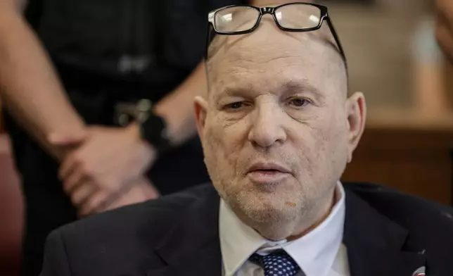 Harvey Weinstein appears in Manhattan criminal court on Tuesday, April 21, 2026, in New York. (Jeenah Moon/Pool Photo via AP)