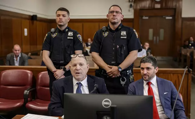 Harvey Weinstein appears in Manhattan criminal court on Tuesday, April 21, 2026, in New York. (Jeenah Moon/Pool Photo via AP)