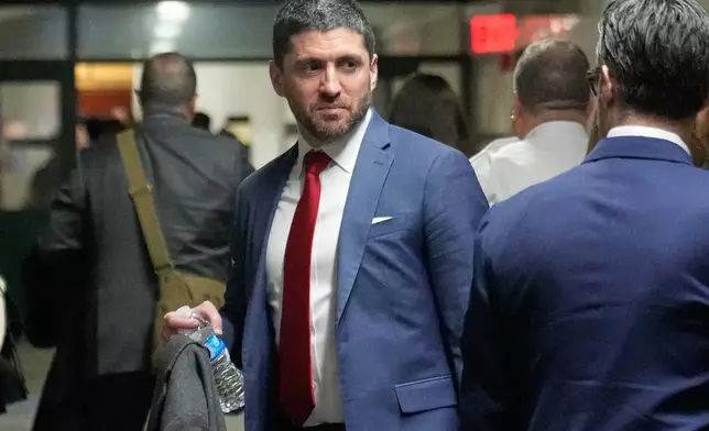 Harvey Weinstein's attorney Jacob Kaplan leaves during a mid-day break in criminal court, in New York, Tuesday, April 21, 2026. (AP Photo/Richard Drew)