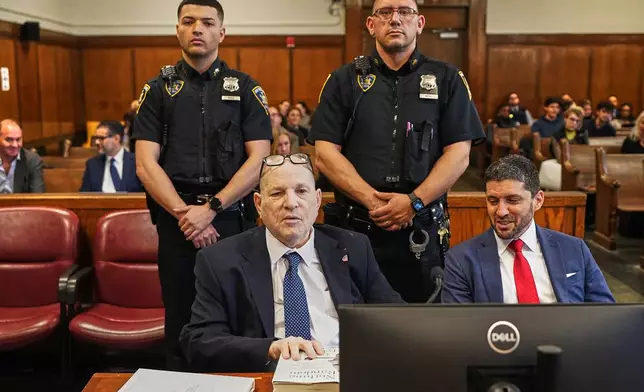 Harvey Weinstein appears in criminal court in New York, Tuesday, April 21, 2026. (AP Photo/Richard Drew, Pool)