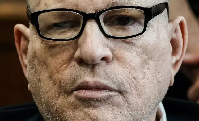 Harvey Weinstein appears in Manhattan criminal court on Friday, April 17, 2026, in New York. (AP Photo/Eduardo Munoz Alvarez, Pool)