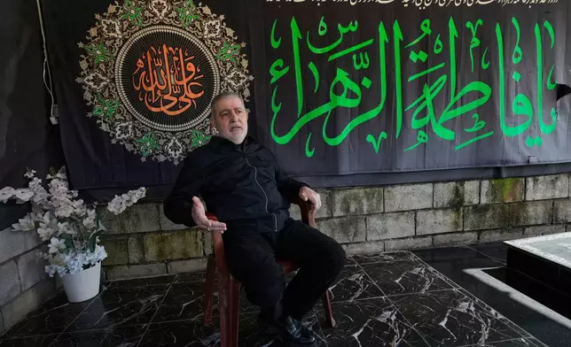 Wafiq Safa, senior Hezbollah political council member, speaks during an interview with The Associated Press in Beirut, Monday, April 13, 2026. (AP Photo/Hussein Malla)