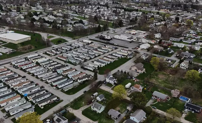 A mobile home park is visible Wednesday, April 22, 2026, in Newport, R.I. (AP Photo/Joshua A. Bickel)