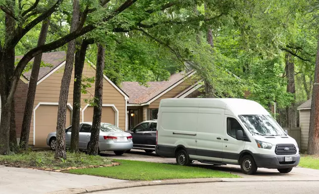The home of Daniel Moreno-Gama is seen after the FBI raided his home in Spring, Texas, Monday, April 13, 2026. (Jason Fochtman/Houston Chronicle via AP)
