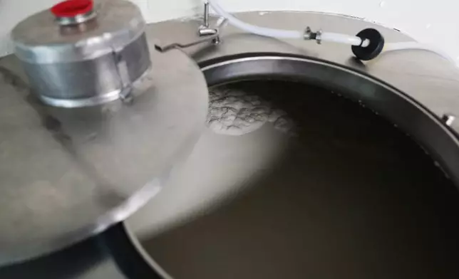 Raw milk sits in a tank before being eventually pasteurized at Ronnybrook Farm in Ancramdale, N.Y., on April 22, 2026. (AP Photo/Mary Conlon)