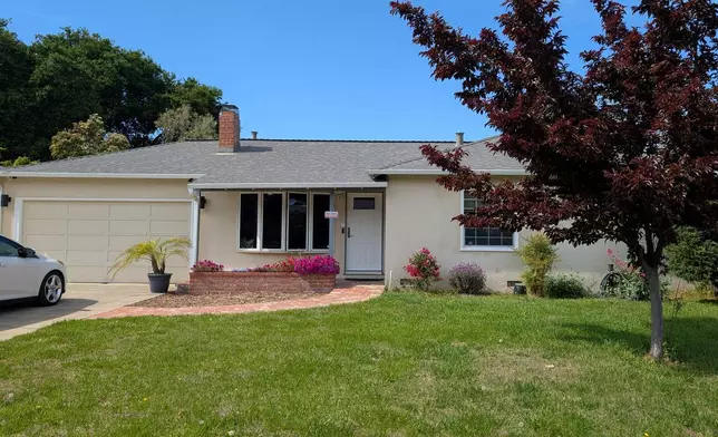 The former home of Steve Jobs’ parents house in Los Altos, Calif., is shown on March 21, 2026. (AP Photo/Michael Liedtke)