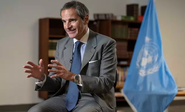 Rafael Grossi, International Atomic Energy Agency (IAEA) Director General and a candidate for United Nations Secretary-General, speaks during an interview at U.N. headquarters, Tuesday, April 28, 2026. (AP Photo/Yuki Iwamura)