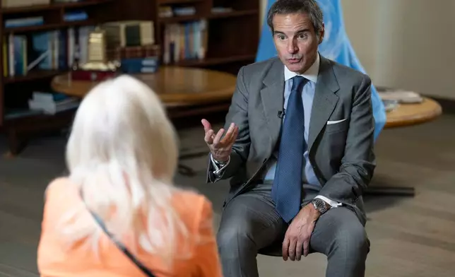Rafael Grossi, International Atomic Energy Agency (IAEA) Director General and a candidate for United Nations Secretary-General, speaks during an interview at U.N. headquarters, Tuesday, April 28, 2026. (AP Photo/Yuki Iwamura)