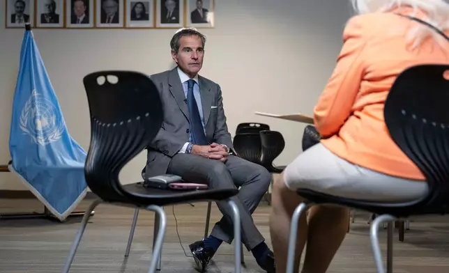 Rafael Grossi, International Atomic Energy Agency (IAEA) Director General and a candidate for United Nations Secretary-General, speaks during an interview at U.N. headquarters, Tuesday, April 28, 2026. (AP Photo/Yuki Iwamura)
