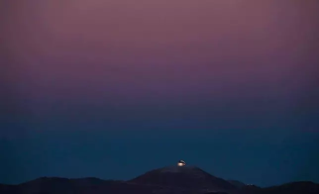 The Extremely Large Telescope (ELT), under construction by the European Southern Observatory, dots the horizon in the Atacama Desert, Chile, Tuesday, April 14, 2026. (AP Photo/Esteban Felix)
