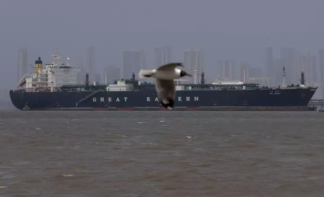 The Indian flagged LPG carrier Jag Vasant transporting liquefied petroleum gas, is seen at the Mumbai Port in Mumbai, India, after it arrived clearing the Strait of Hormuz, Wednesday, April 1, 2026. (AP Photo/Rafiq Maqbool)