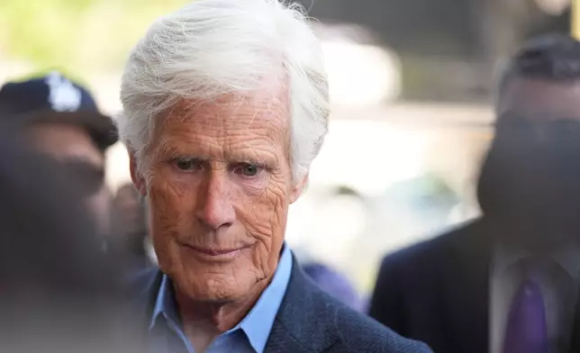 Keith Morrison, husband of Suzanne Morrison, mother of Matthew Perry talks with the media after a federal judge handed down a sentence of 15 years in prison to Ivanna Lisette Ortiz, who pleaded guilty to selling "Friends" star Matthew Perry the ketamine that killed him in a 2023 overdose on Wednesday, April 8, 2026 in Los Angeles. (AP Photo/Damian Dovarganes)