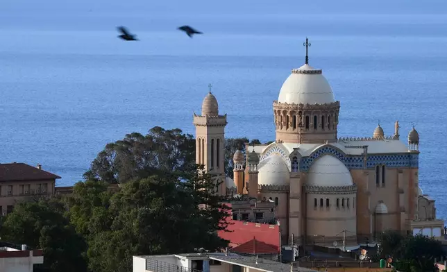 A view of the church of Notre Dame d'Afrique, ahead of a Pope Leo XIV visit, in Algiers, Algeria, Wednesday, April 8, 2026. (AP Photo/Fateh Guidoum)