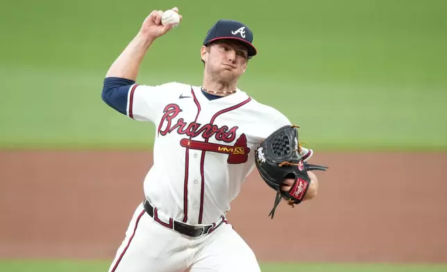 Atlanta Braves pitcher Jr. Ritchie (60) delivers during the first inning of a baseball game Wednesday, Apr. 29, 2026, in Atlanta. (AP Photo/Brynn Anderson)
