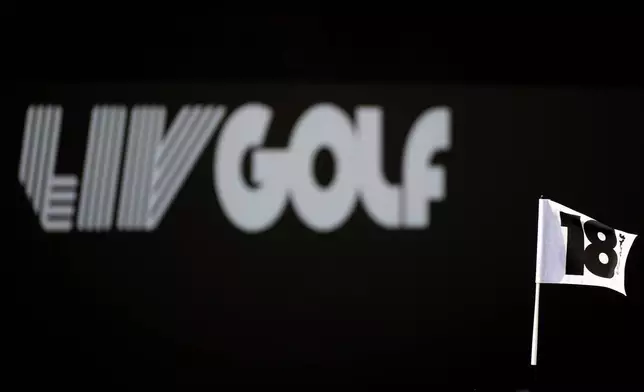 FILE - A general view of the 18th hole flag pole during the first round of LIV Golf Jeddah at the Royal Greens Golf &amp; Country Club, Friday, March 1, 2024 in King Abdullah Economic City, Saudi Arabia. (Matthew Harris/LIV Golf via AP, File)