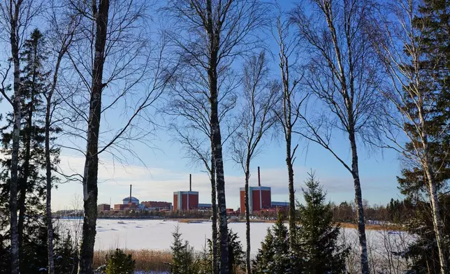 Olkiluoto Nuclear Power Plant seen on the island of Olkiluoto, Finland, Tuesday, Feb. 24, 2026. (AP Photo/James Brooks)