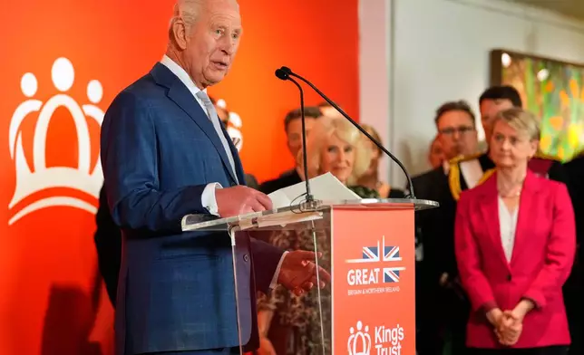 Britain's King Charles III speaks during a cultural reception Wednesday, April 29, 2026, in New York. (AP Photo/Yuki Iwamura, Pool)