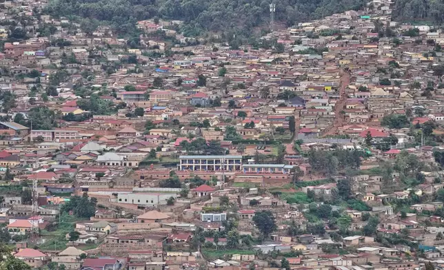 A view of buildings on a hillside in Kigali, Rwanda, March 18, 2026. (AP Photo/Brian Inganga)