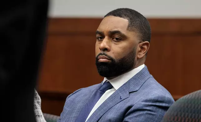 FILE - Former Michigan football coach Sherrone Moore appears in court in Pittsfield Township, Mich., Tuesday, Feb. 17 2026. (Jacob Hamilton/Ann Arbor News via AP, File)