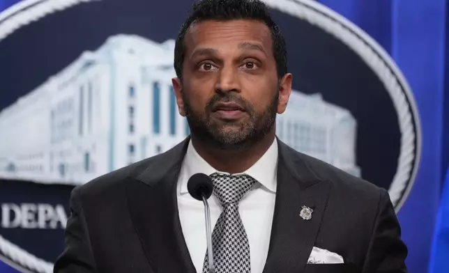 FBI Director Kash Patel speaks during a news conference at the Justice Department, Tuesday, April 21, 2026, in Washington. (AP Photo/Jacquelyn Martin)