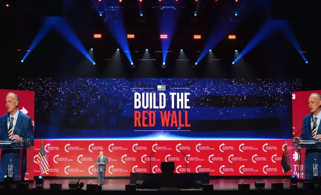 Rep. Andy Biggs, R-Ariz., candidate for Arizona governor, speaks at a Turning Point USA event Friday, April 17, 2026, in Phoenix. (AP Photo/Ross D. Franklin)