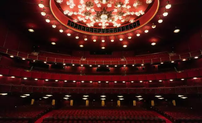 The John F. Kennedy Center for the Performing Arts Opera House is seen during a media tour intended to show building damage, Wednesday, April 22, 2026, in Washington. (AP Photo/Julia Demaree Nikhinson)