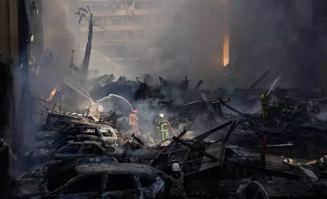 Smoke rises following several Israeli airstrikes in Beirut, Lebanon, Wednesday, April 8, 2026. (AP Photo/Hassan Ammar)