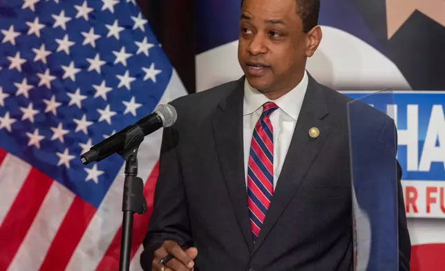 FILE - Democratic candidate for Governor of Virginia Lt. Gov. Justin Fairfax answers a question during a debate held in Bristol, Va., on Thursday, May 6, 2021. (David Crigger/Bristol Herald Courier via AP, File)