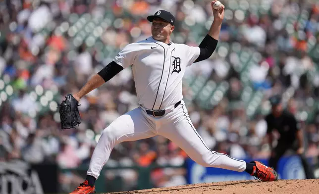 Detroit Tigers pitcher Tarik Skubal throws against the Milwaukee Brewers during the fourth inning of a baseball game Thursday, April 23, 2026, in Detroit. (AP Photo/Paul Sancya)