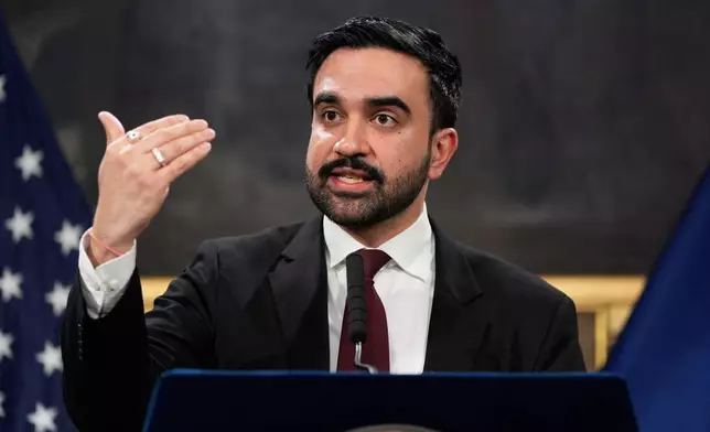 FILE - New York City Mayor Zohran Mamdani speaks to reporters during a news conference in New York, Tuesday, Feb. 17, 2026. (AP Photo/Seth Wenig, File)