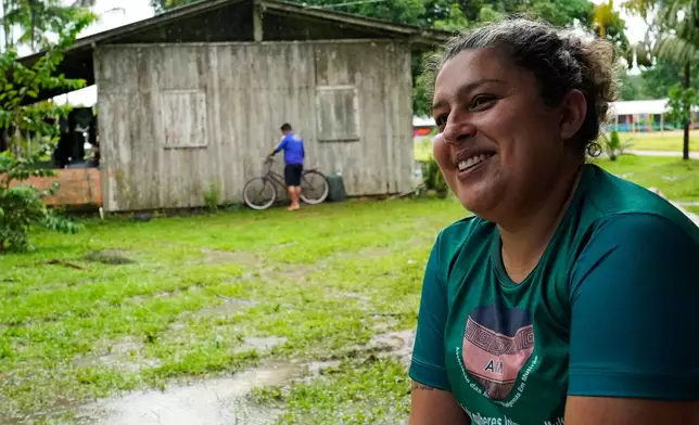 Renata Lod, Galibi representative on Oiapoque's Indigenous council, at her home on Galibi indigenous land, in Oiapoque, Amapa state, Brazil, Thursday, March 12, 2026. (AP Photo/Eraldo Peres)