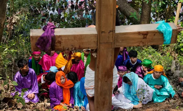 Christians reenact the crucifixion of Jesus Christ in Guwahati, India, on Good Friday, April 3, 2026. (AP Photo/Anupam Nath)