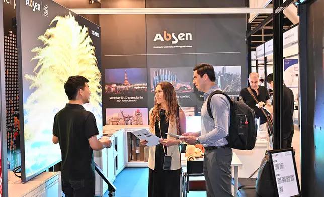 The two fairs gathered numerous renowned brands and industry leaders, including Absen (photo), an LED display provider featured at the NBA All-Stars Games, the FIFA Qatar World Cup and Qatar Doha World Expo, and a Guinness World Record holder; and Shanghai Sansi, which supplies over 60% of the display screens in Times Square, New York. Photo By HKTDC