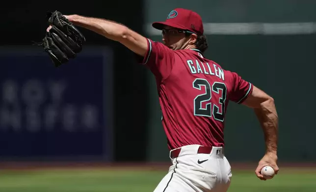 Arizona Diamondbacks pitcher Zac Gallen throws against the Detroit Tigers in the first inning of a baseball game, Wednesday, April 1, 2026, in Phoenix. (AP Photo/Rick Scuteri)