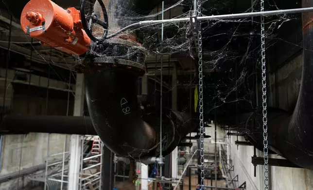 Aged equipment is seen in the river pump room of the John F. Kennedy Center for the Performing Arts during a media tour intended to show building damage, Wednesday, April 22, 2026, in Washington. (AP Photo/Julia Demaree Nikhinson)