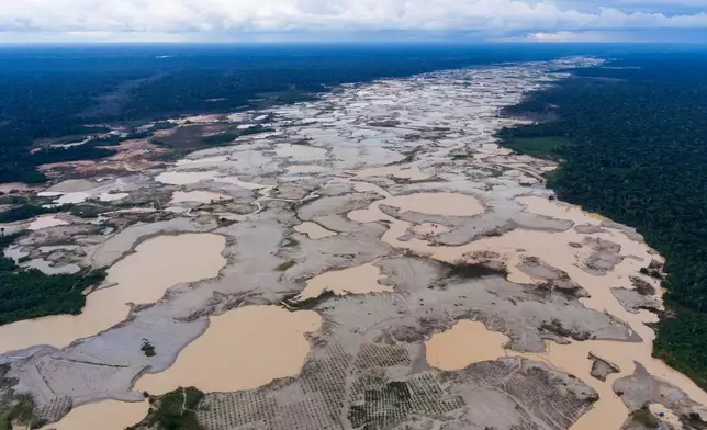 FILE - Deforestation is visible from illegal gold mining in the Madre de Dios province of Peru's Amazon on Jan. 17, 2018. (AP Photo/Rodrigo Abd, File)