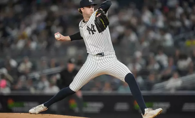 New York Yankees pitcher Cam Schlittler (31) throws during the first inning of a baseball game against the Toronto Blue Jays, Wednesday, May 20, 2026, in New York. (AP Photo/Yuki Iwamura)