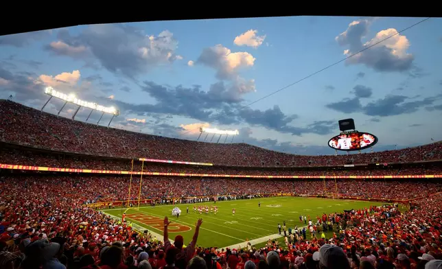 FILE - A general overall interior view of GEHA Field at Arrowhead Stadium during the first half of an NFL football game between the Kansas City Chiefs and the Detroit Lions, Sept. 7, 2023 in Kansas City, Mo. (AP Photo/Reed Hoffmann, File)